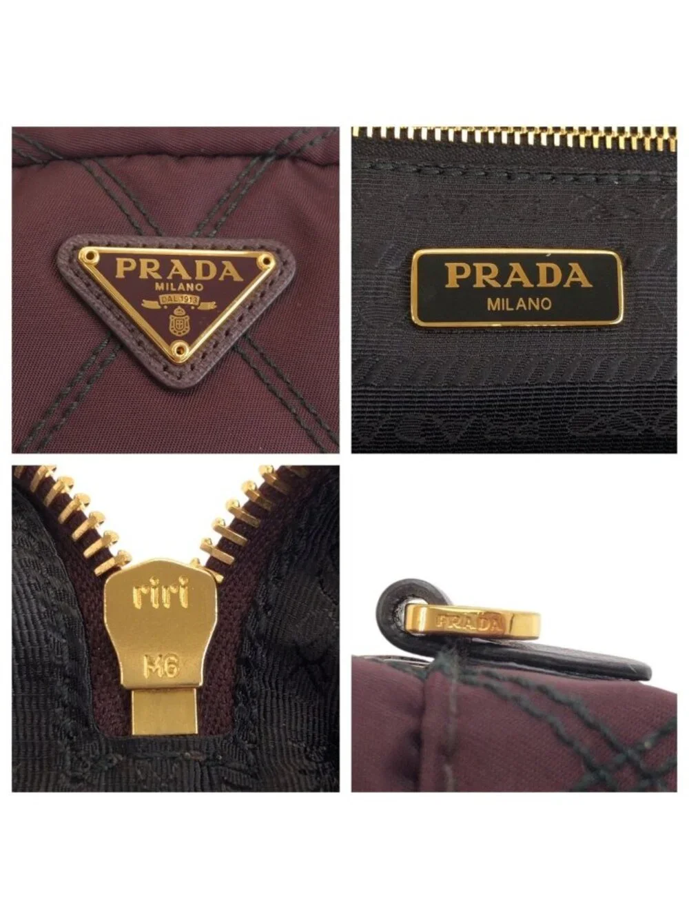 Prada Tessuto Bordeaux Nylon Leather Pouch Makeup Wristlet